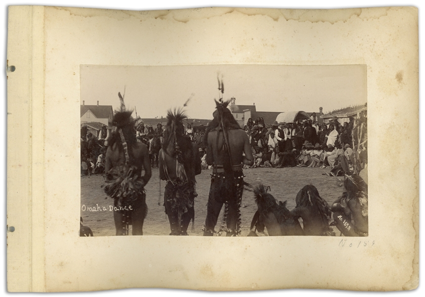 Two Original Unpublished Photographs From 1891, Shortly After the Wounded Knee Massacre -- One Photograph Depicts an ''Omaha Dance'' & the Other a Tipi Encampment